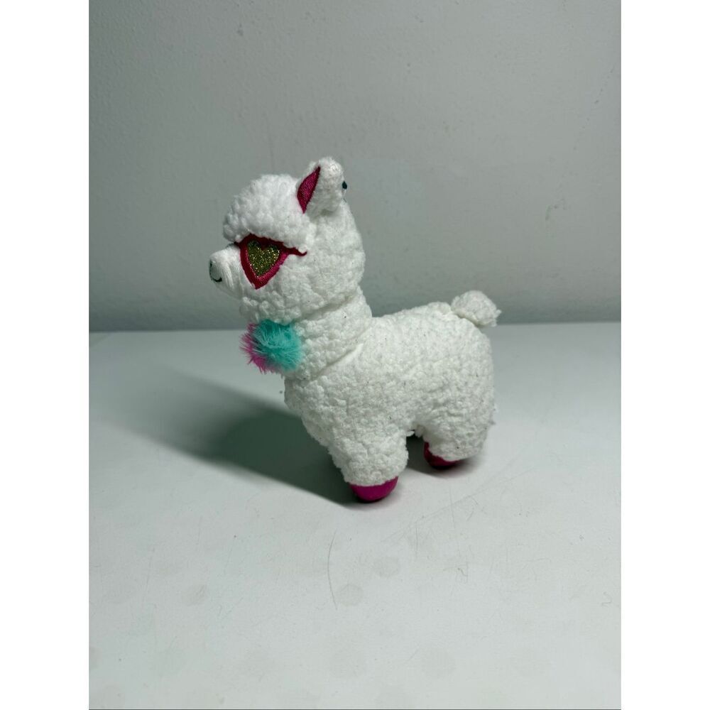 Alpaca Plush Stuffed Animal Fluffy 7" inch White with Multi-colors
